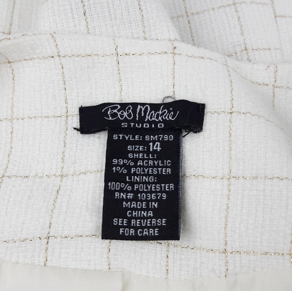 Bob Mackie Window Pane Open Front Blazer Jacket - Picture 4 of 6